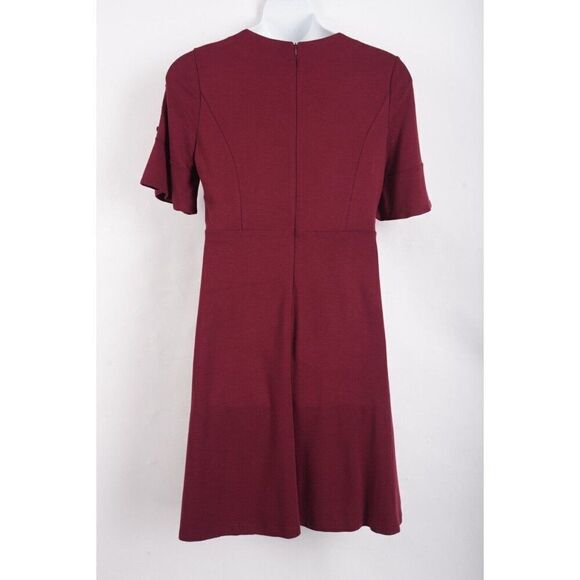 Boden Womans Alexis Dress UK 16 US 12 Burgundy A-Line Flutter Sleeve J0267 NWT - Picture 3 of 4